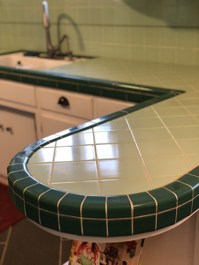 Green Kitchen Tile Countertop