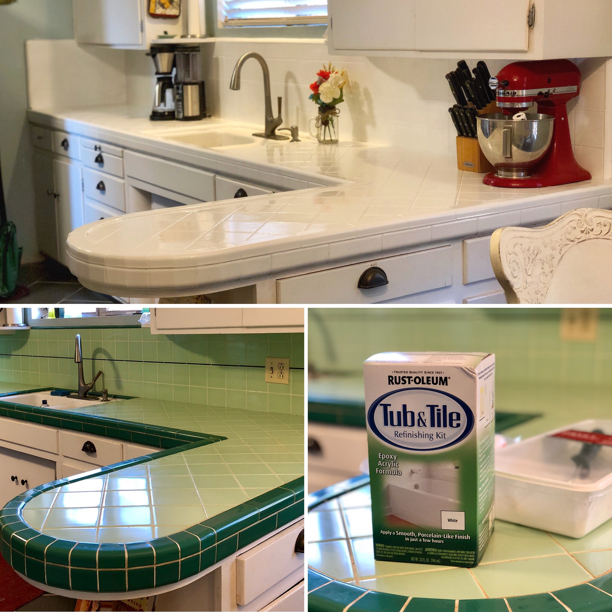 Kitchen Tile Countertop Refresh Red, How To Paint Tile Countertops